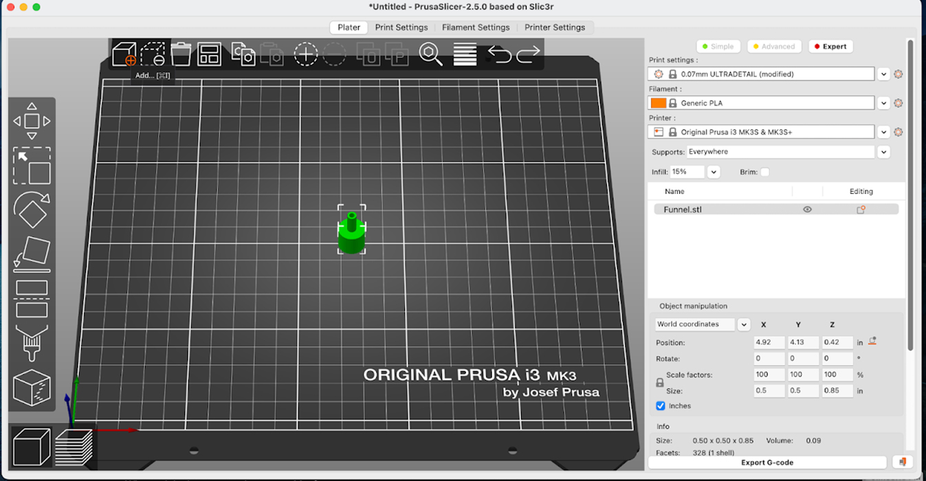 Prusa Printer deck interface