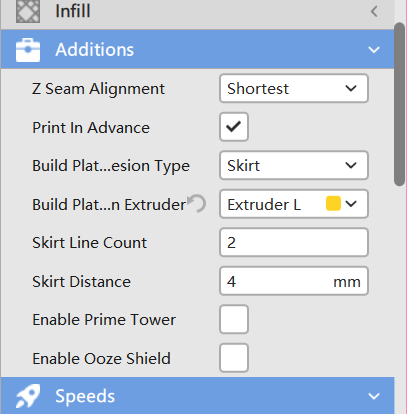 Image showing Infill interface settings
