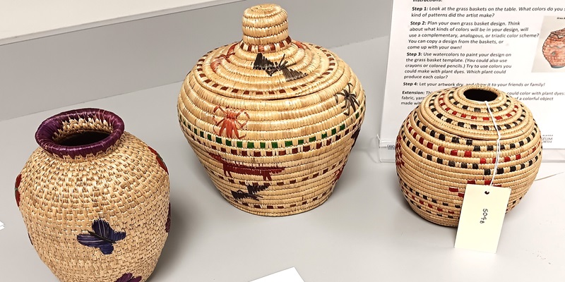 Multicolored grass baskets