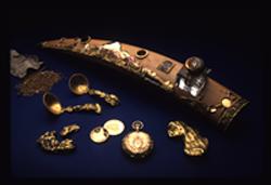 Gold nuggets and objects from C.J. Berry Gold Exhibit