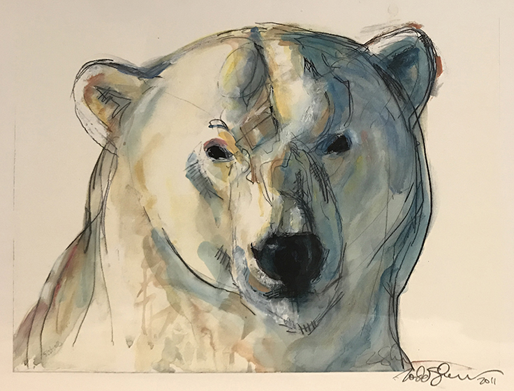 Polar bear head print by Todd Sherman