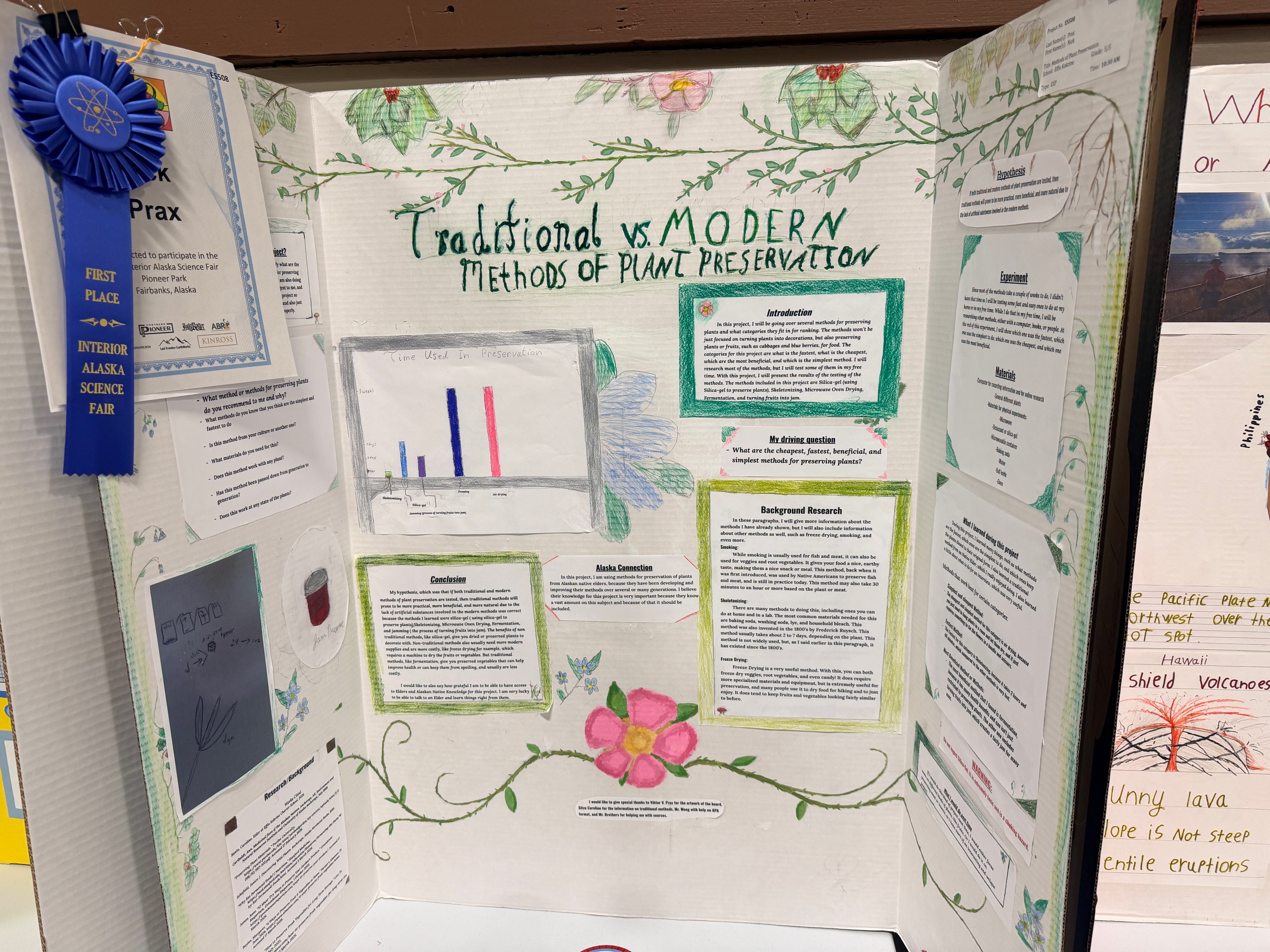 Science fair display about plant preservation