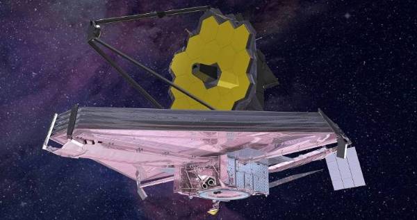 Drawing of the James Webb Space Telescope in space.
