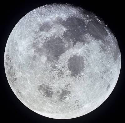 A detailed view of the full moon.