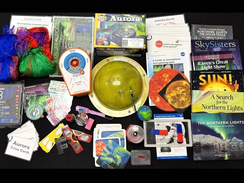 Aurora Kit contents on a black background.