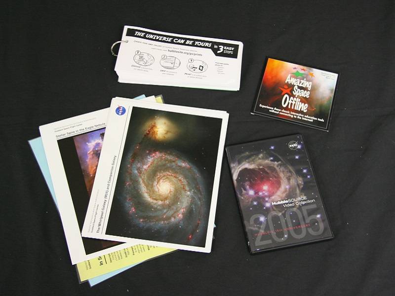 Hubble Resource kit contents on black background.