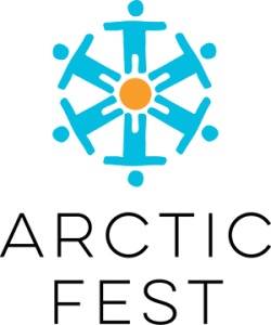 Arctic Fest logo; a blue stylized snowflake next to the words "Arctic Fest".