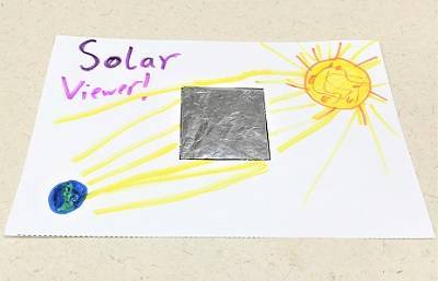 Example Solar Viewer made of cardstock and aluminum foil.