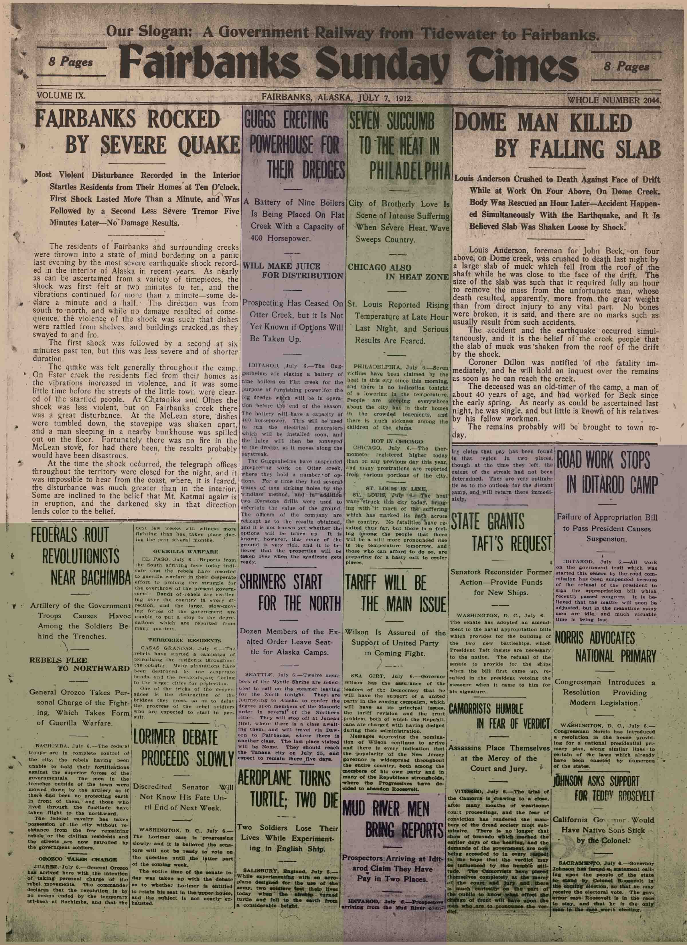 1912 July 7, Fairbanks Sunday Times (pg 1)