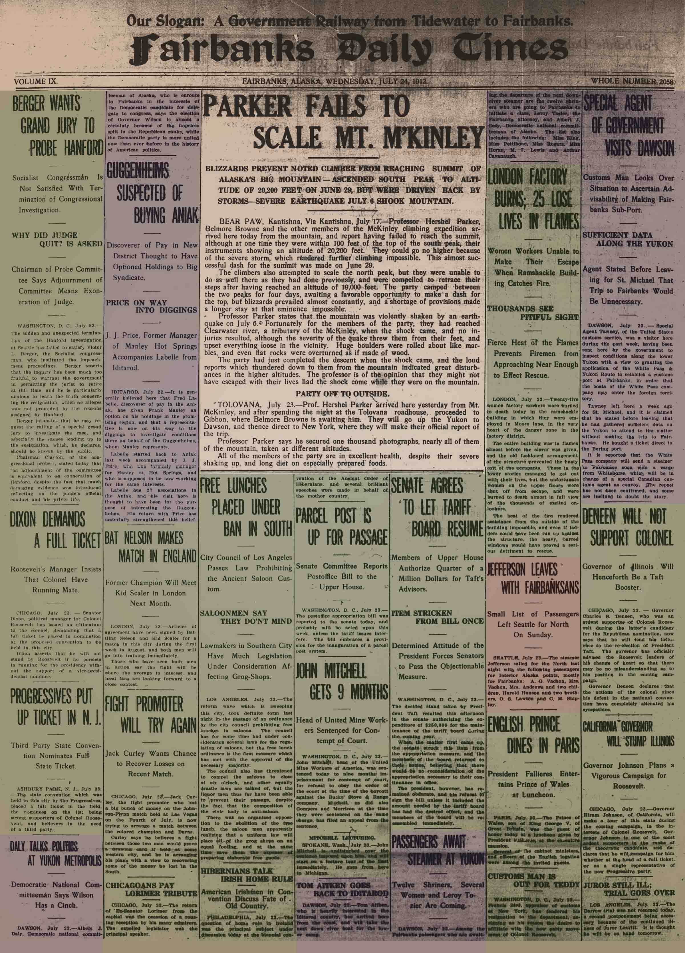 1912 July 24, Fairbanks Sunday Times (pg 1)