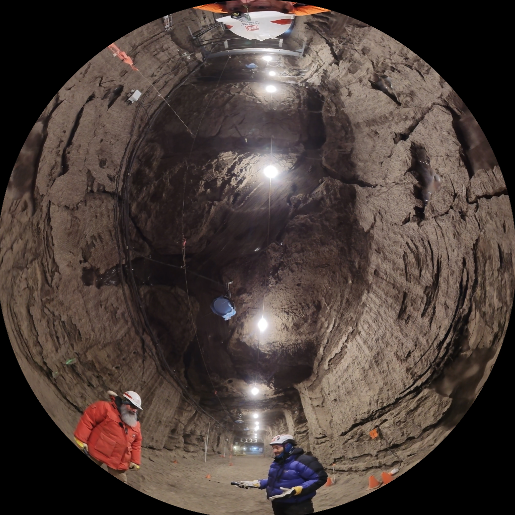 Patrick Druckenmiller and Roy Hessner talking in the Permafrost Tunnel in Fairbanks, Alaska