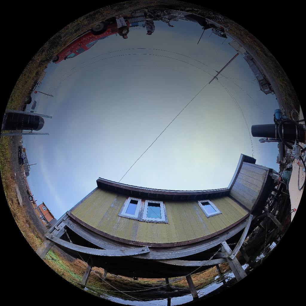 Fulldome image of a house on stilts at Point Lay, Alaska