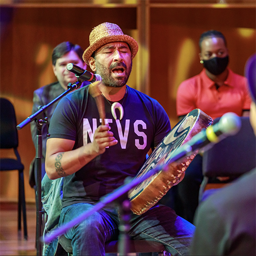 The UAF Department of Music hosted Inuit-Soul group, Pamyua in a performance/workshop at the UAF Charles W Davis Concert Hall as a part of the Circumpolar Music Series on Friday, September 2nd, 2022. UAF Photo by Todd Paris