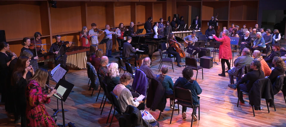 Did He Promise You Tomorrow? by Eve Beglarian performed as part of the 2025 CMS event featuring Wildshore. Photo courtesy of the UAF Department of Music