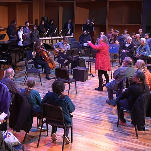 Did He Promise You Tomorrow? by Eve Beglarian performed as part of the 2025 CMS event featuring Wildshore. Photo courtesy of the UAF Department of Music