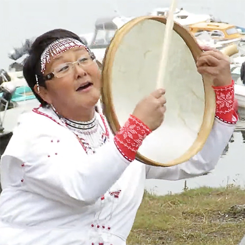 Inuit drum dancer in Tasiilaq, Greenland