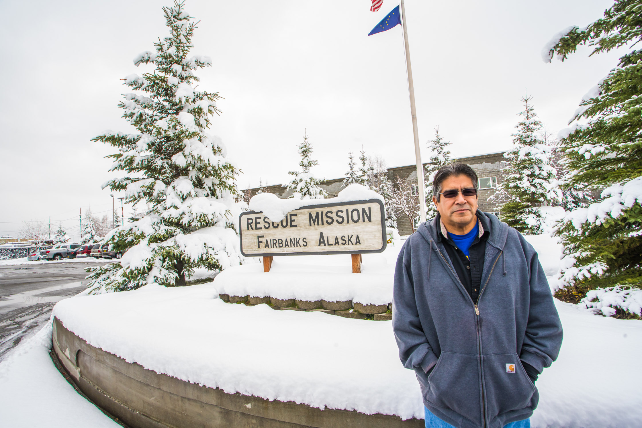Jeff Thompson next to Rescue Mission.