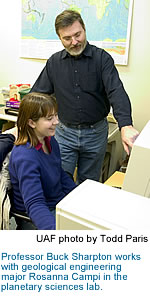 Buck Sharpton work w/ Rosanna Campi in te planetary lab.