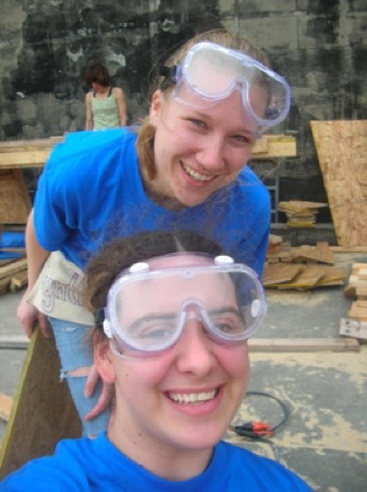 Cynthia Lashinski and Clarissa Ribbens show off their safety glasses. Photo by Clarissa Ribbens