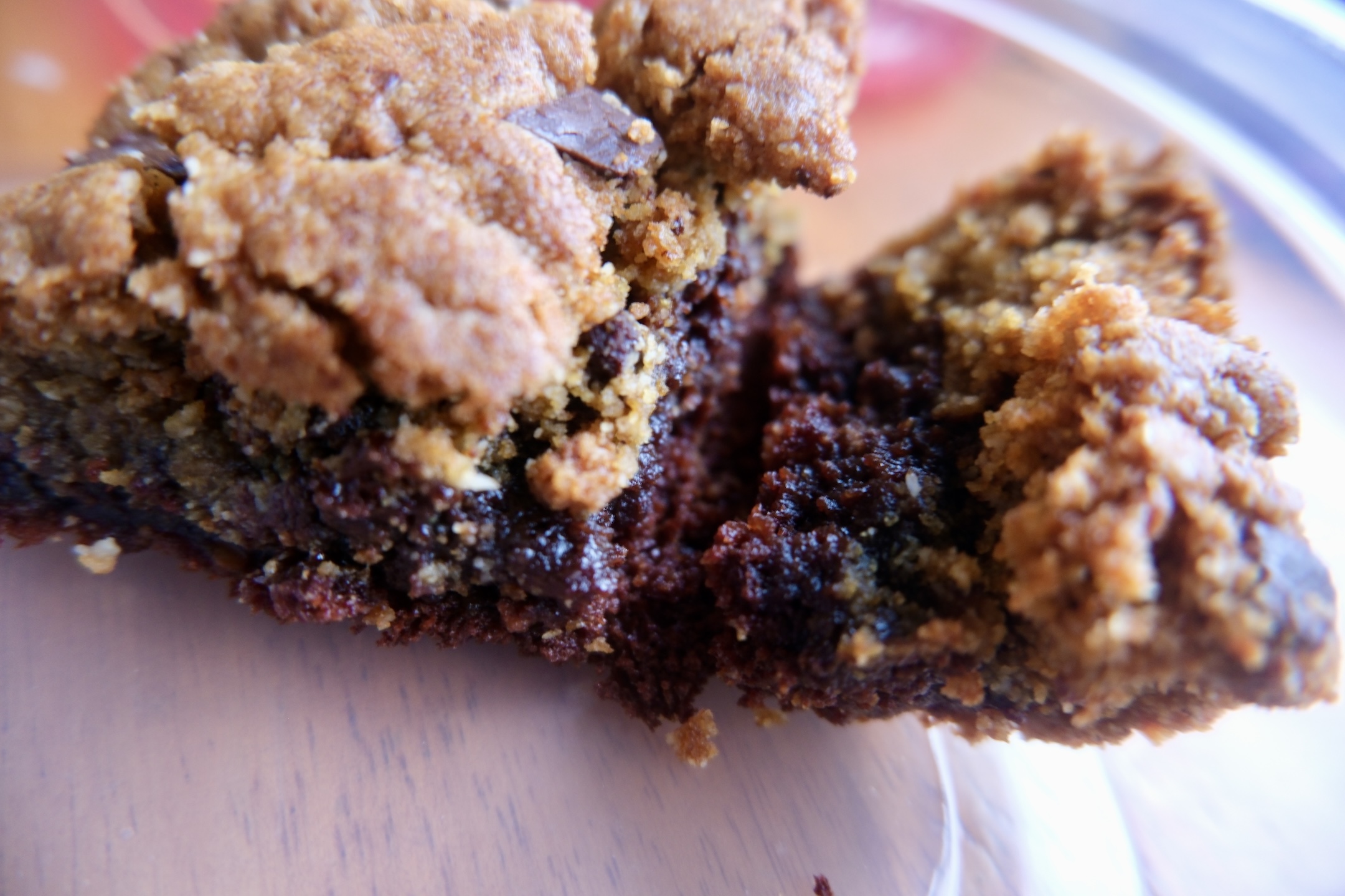 A chocolate-infused bar cookie on a plate