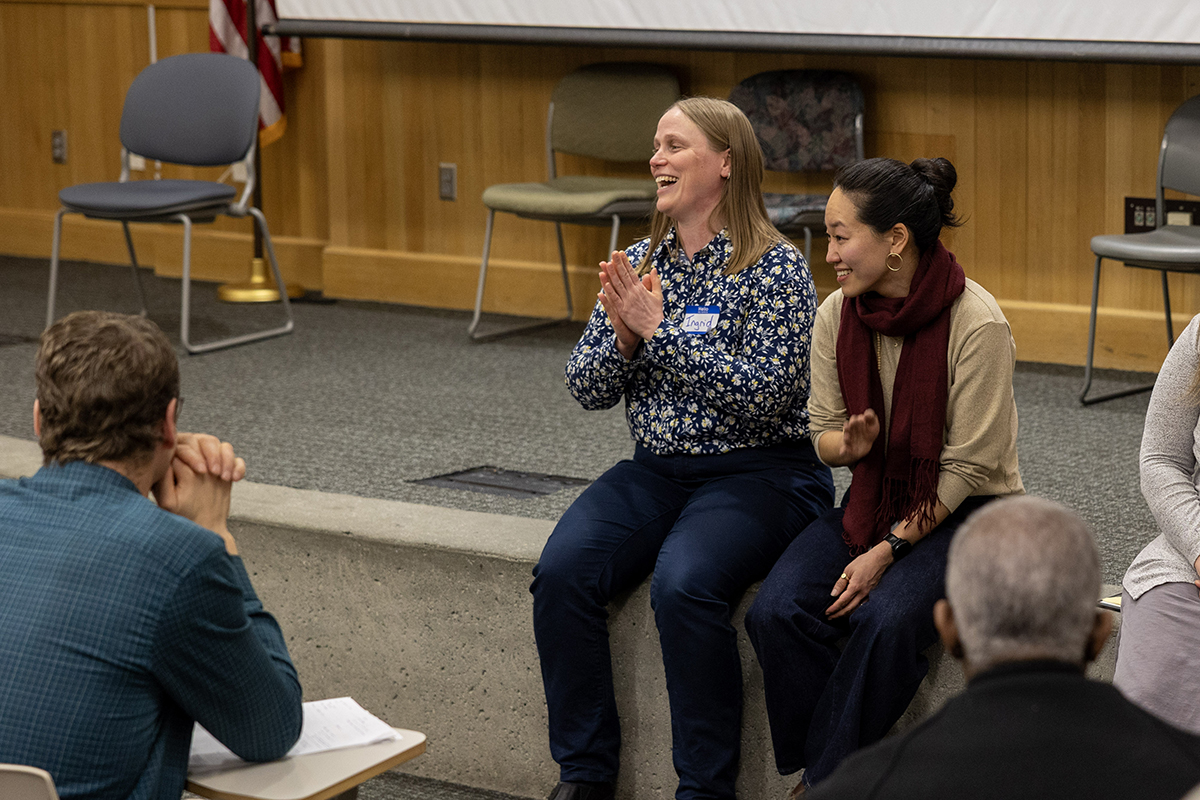 Ingrid Johnson, left, and Rei Shimizu engage with participants during the 2025 Restorative Justice Symposium at the University of Alaska Anchorage. Photo courtesy of Ingrid Johnson and Rei Shimizu