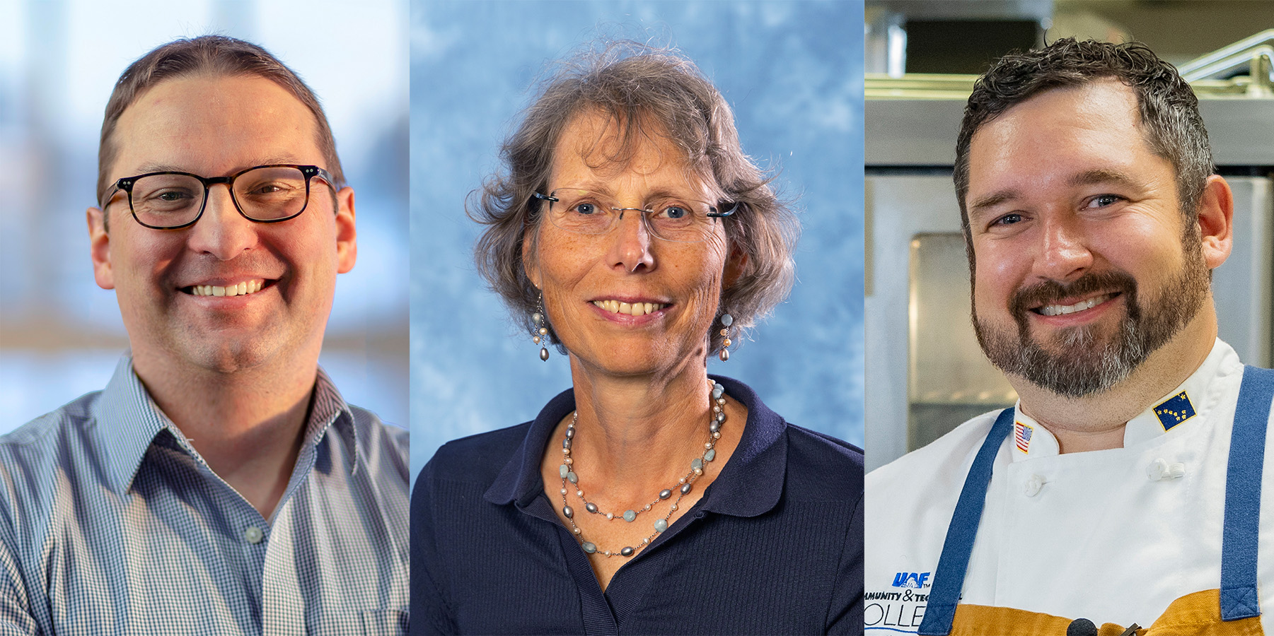 A collage of head-and-shoulders portraits of Franz Meyer, Sabine Siekmann and Sean Walklin.