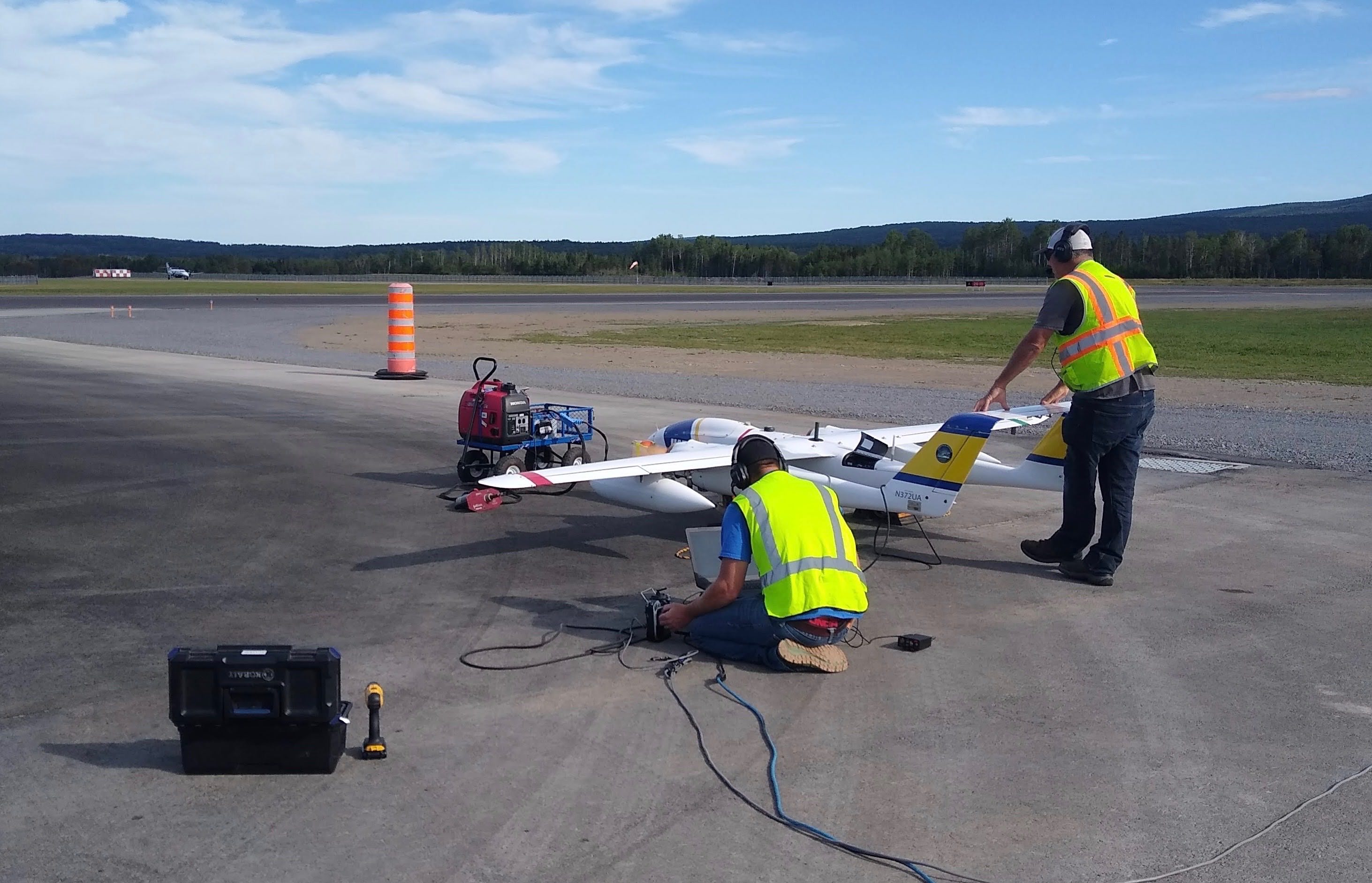 Crew works on Seahunter UAV