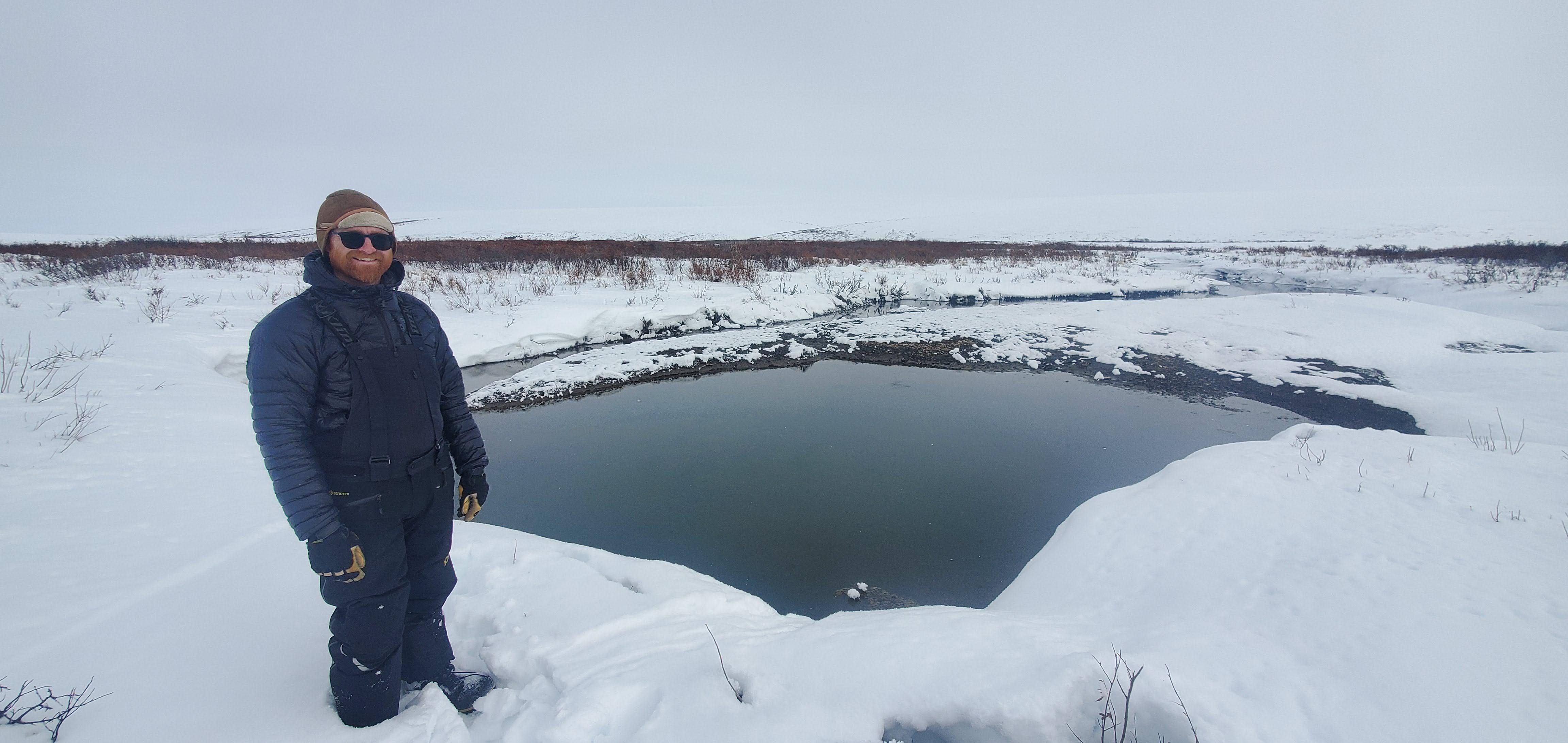 Tom Glass on a beaver dam