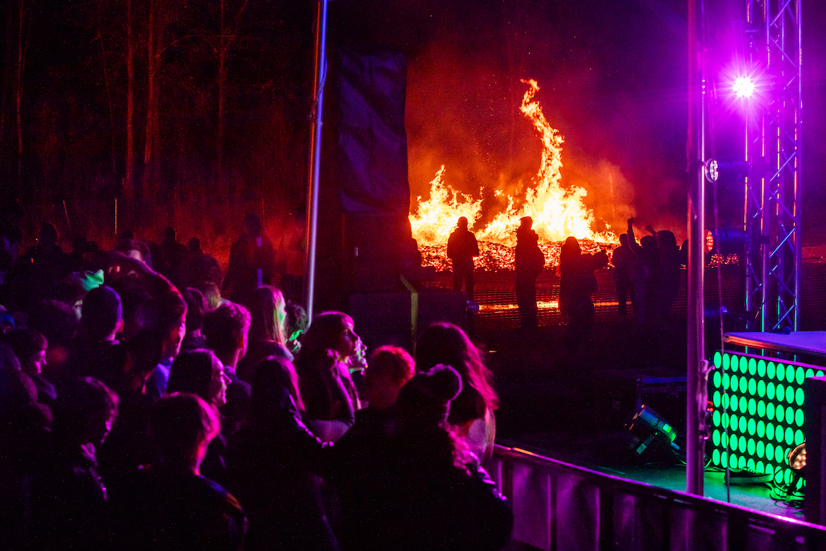 The 2024 Starvation Gulch bonfires and DJ dance party Saturday night, Oct. 12 in the Nenana Parking Lot on the UAF campus.