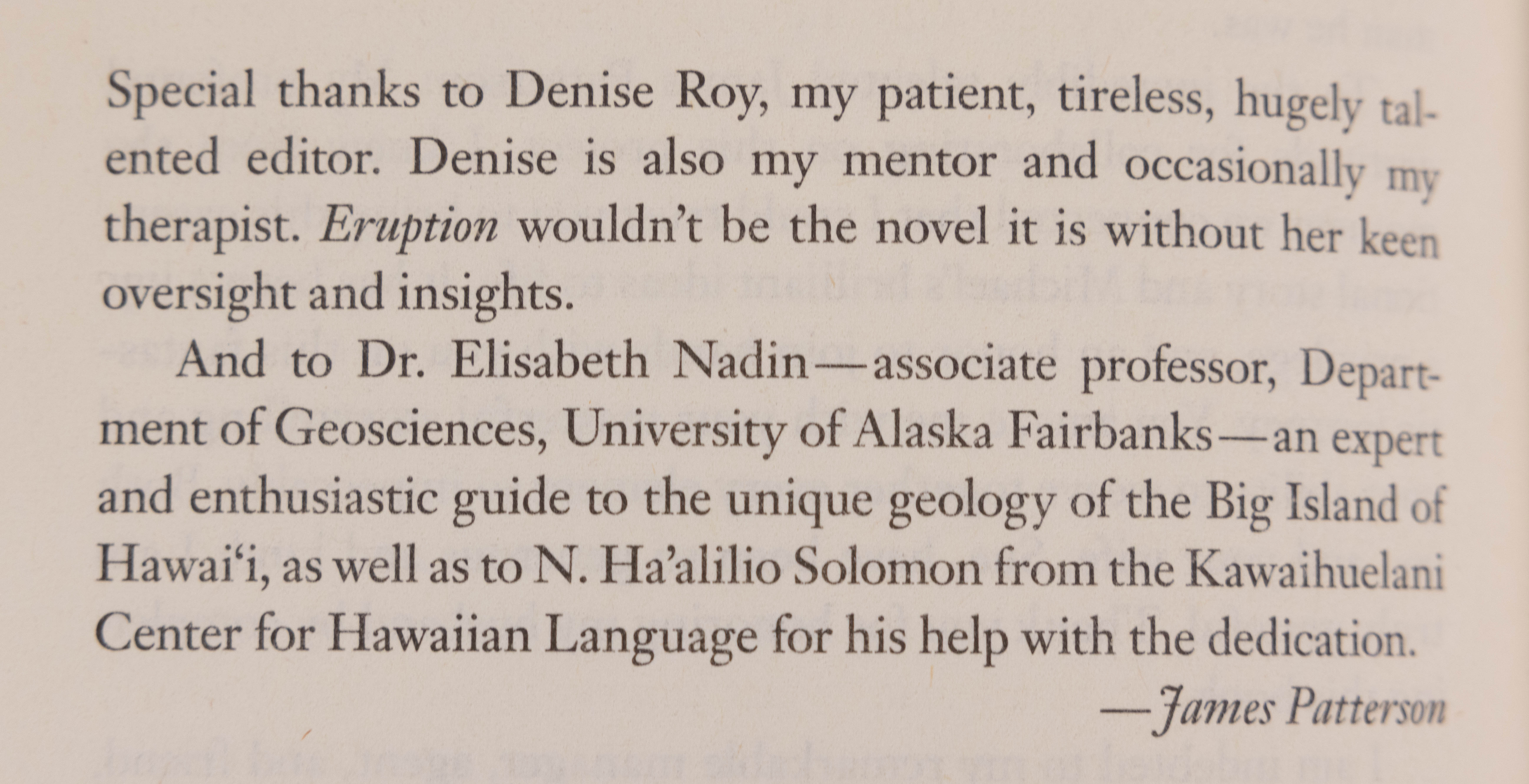 Acknowledgement in book