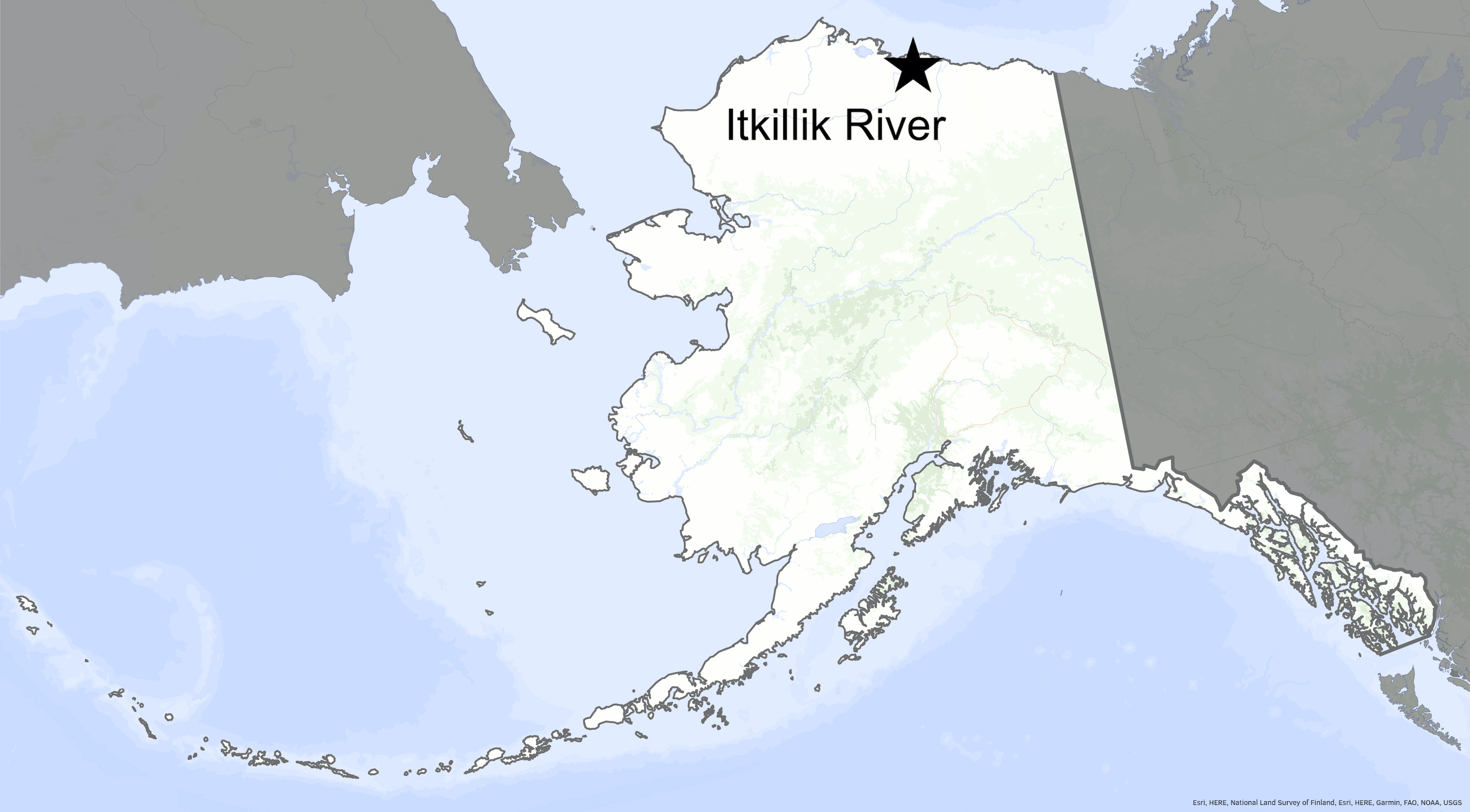 A map shows the location of the Itkillik River in northern Alaska.