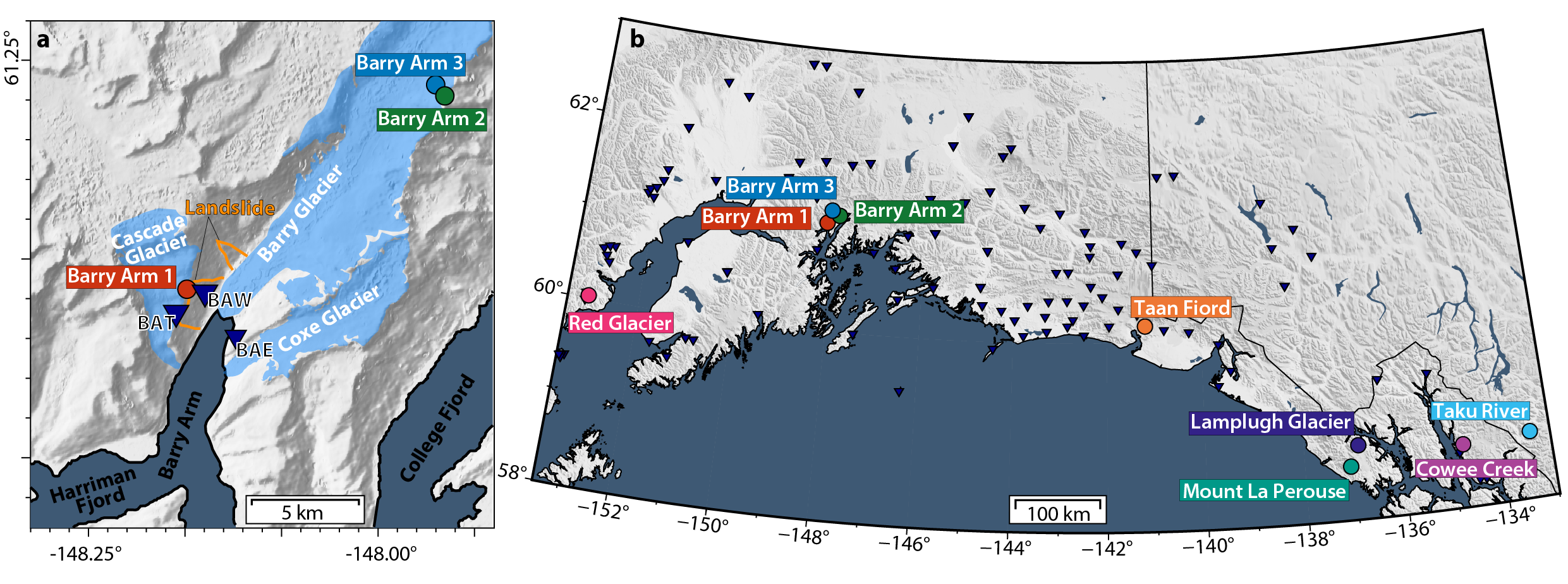 Location of landslides