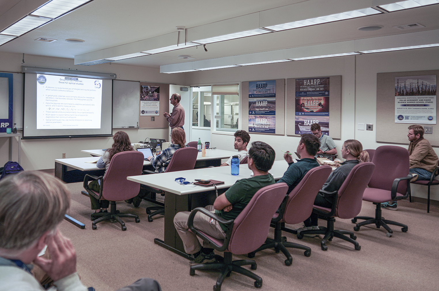 Students in class at UAF's research site in Gakona, Alaska.