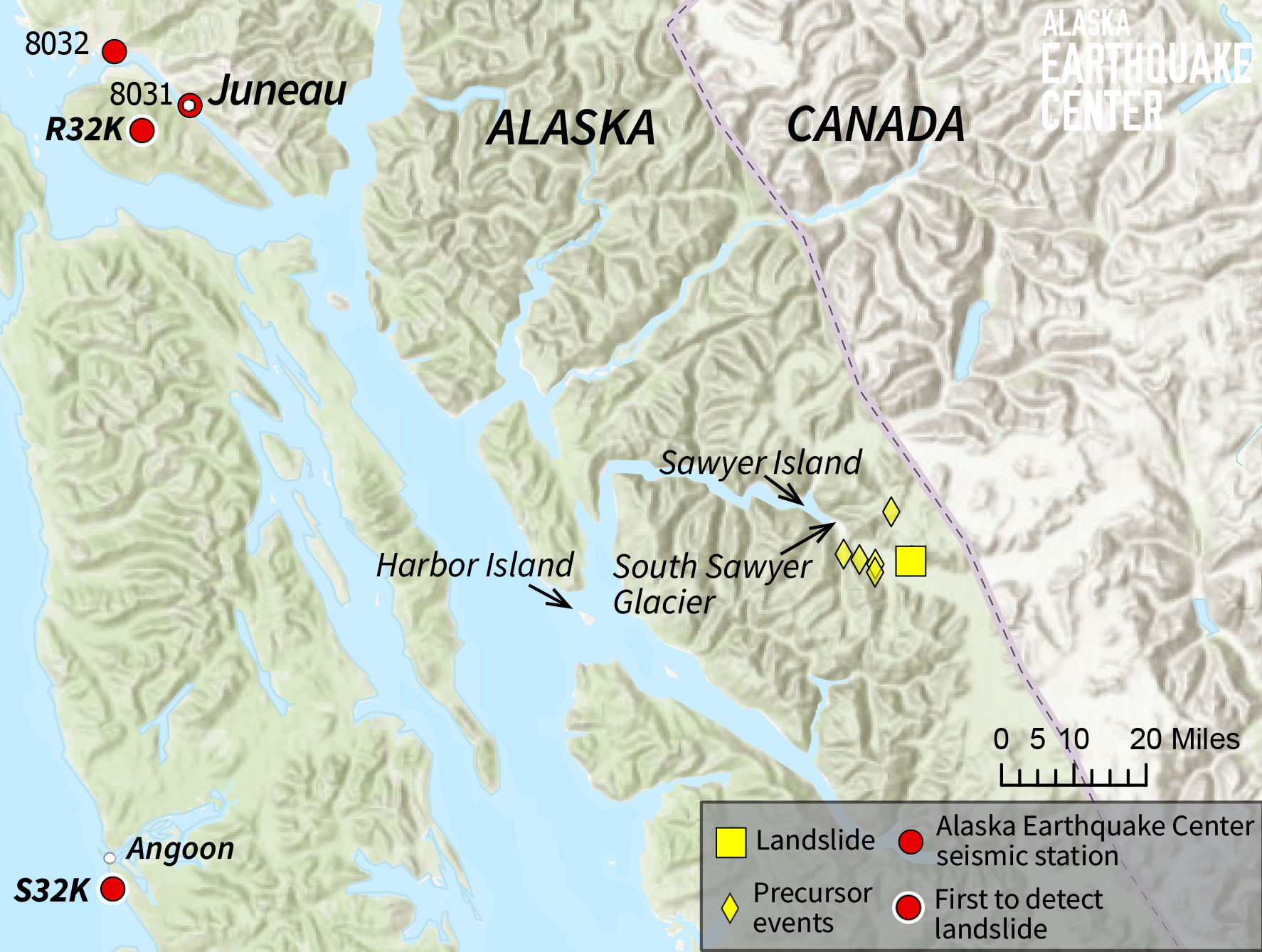 Map of landslide region