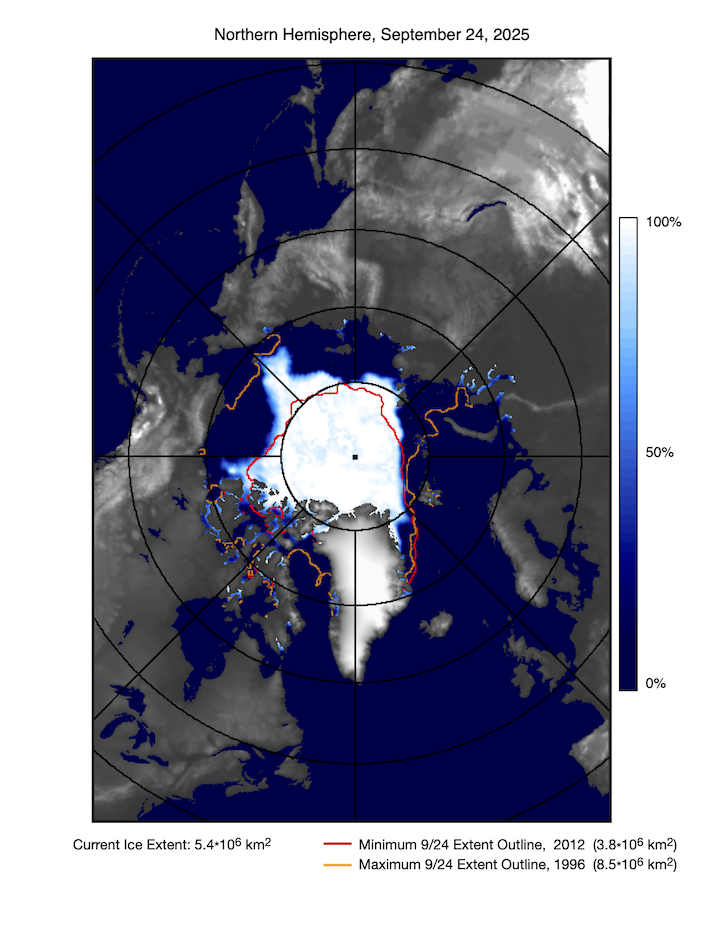 Sept. 25, 2025, Arctic sea ice extent