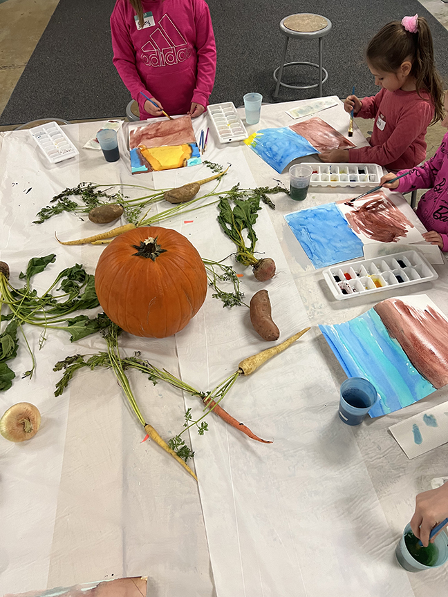 Saturday Art School students making art.