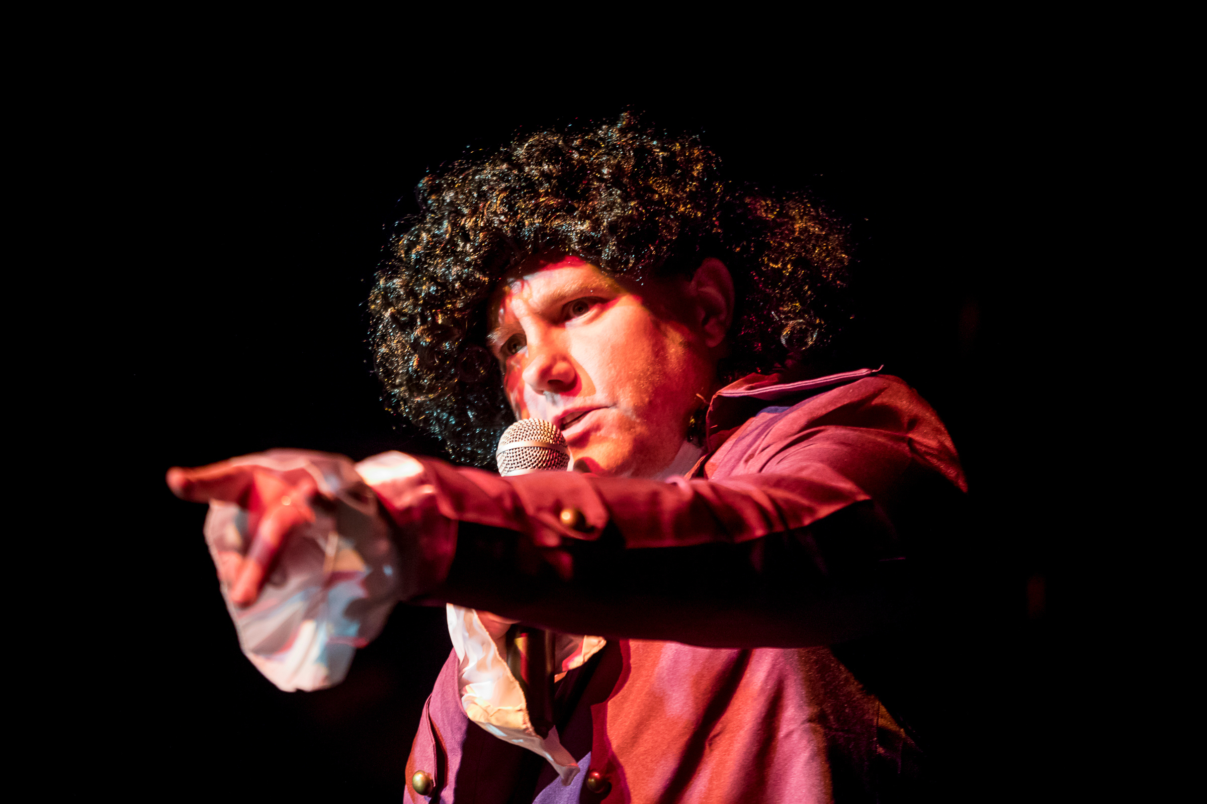 Nate Bauer portrays Prince during a reading at the 2018 Dead Writers event hosted by the UAF English Department. The event features university students, professors and community members performing, in costume, as their favorite deceased writer. 