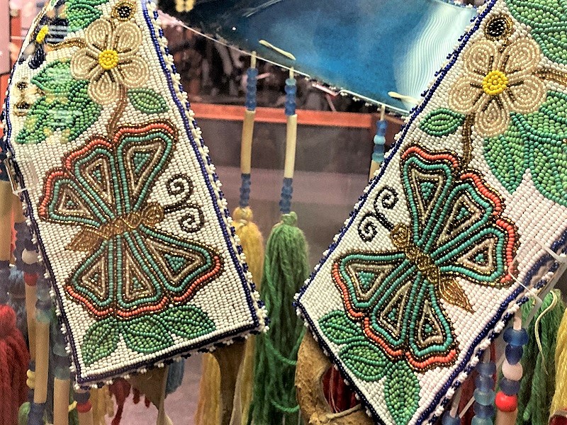 Beaded baby belt with butterflies and flowers