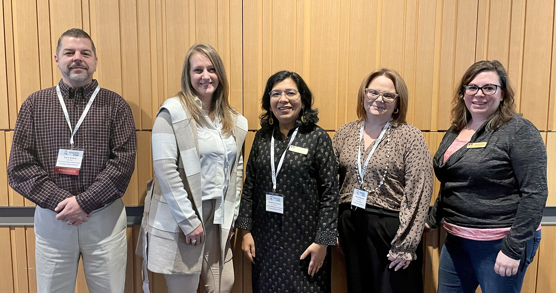 UAF members in attendance at the 2023 NWCCU annual conference. From left to right Trent Sutton, vice provost and ALO; Jenn Pedersen, executive director of CTL; Anupma Prakash, provost and executive vice chancellor; Holly McDonald, registrar; and Rochelle Rodak, accreditation and assessment coordinator.