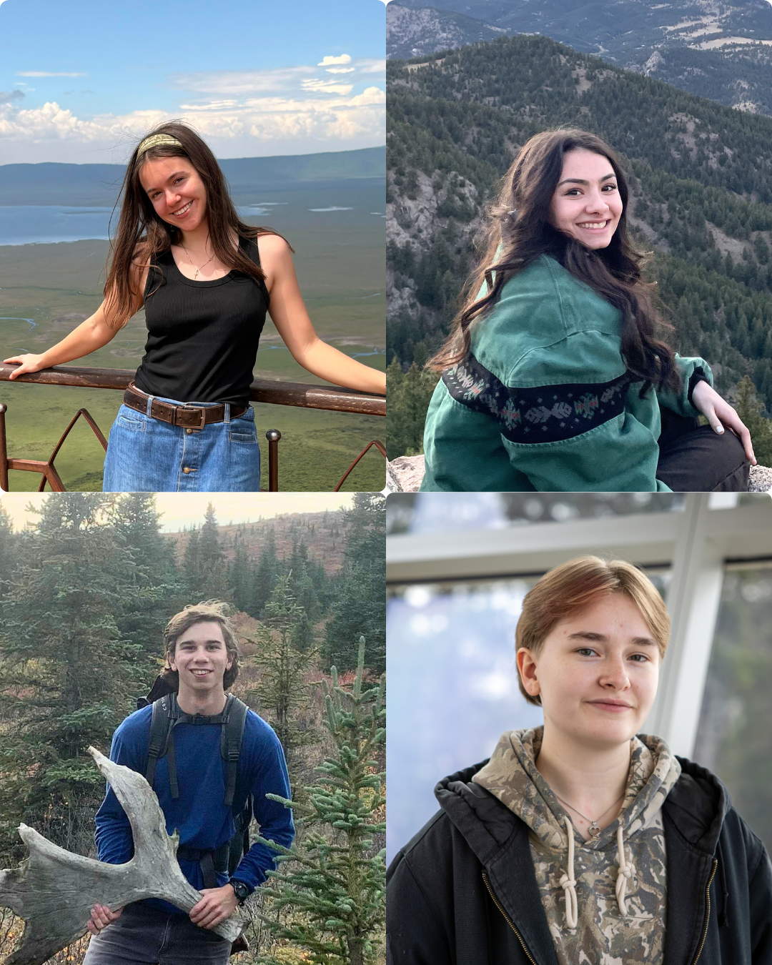 Clockwise from top left, Gilman Scholarship recipients Marina Levicka, Emily Hawley, Genevieve Simono and Quillian Anderson.