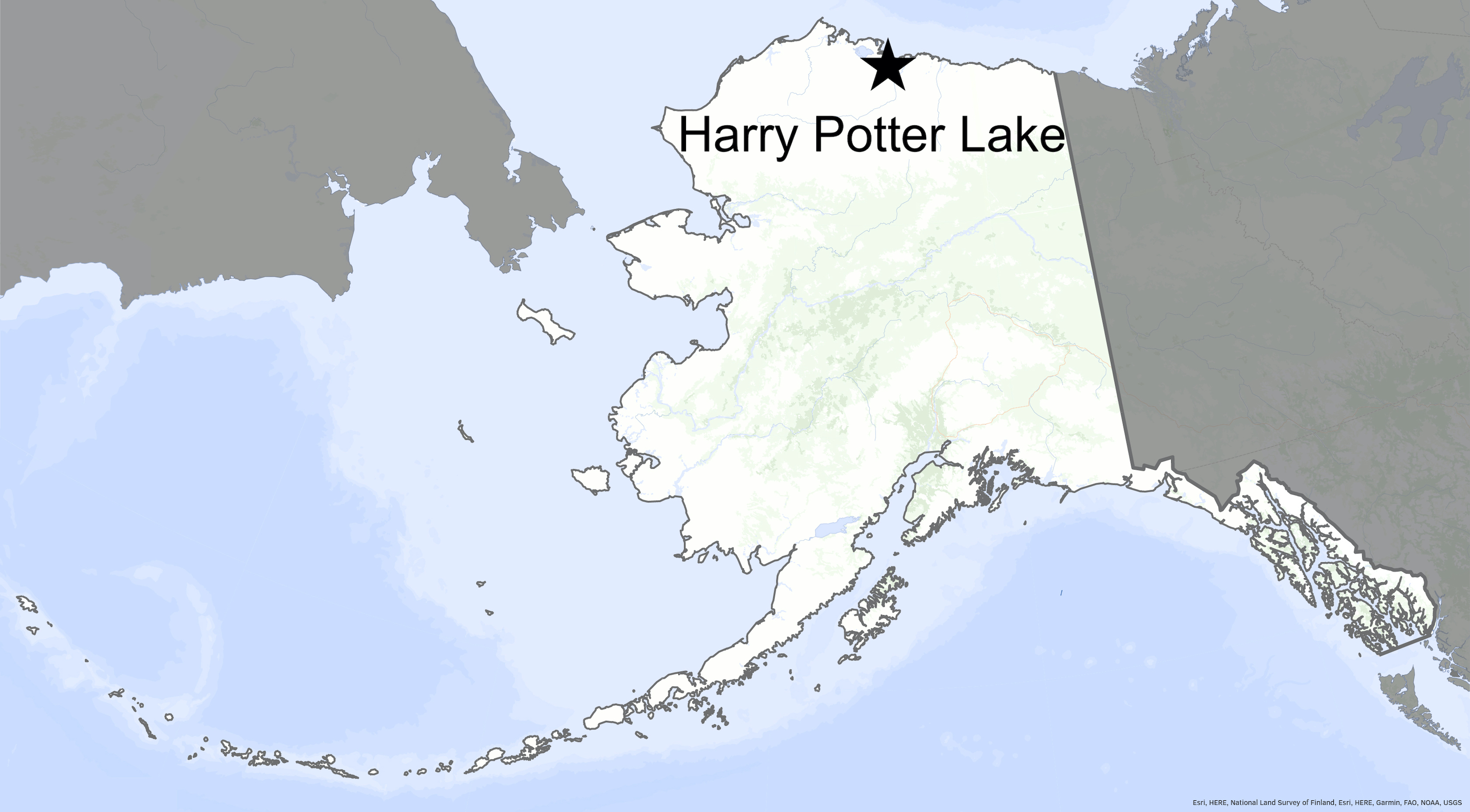 A map shows the location of Harry Potter Creek on Alaska's North Slope.
