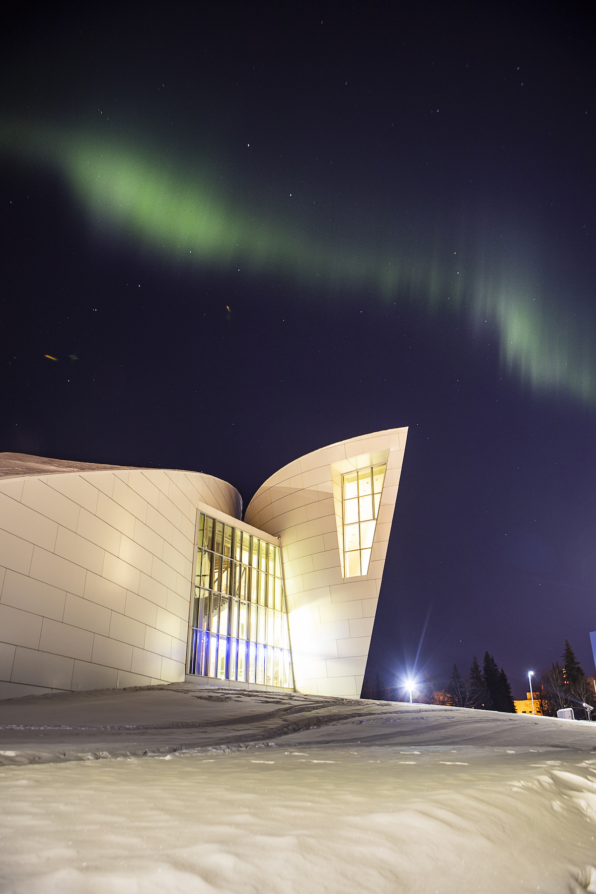 Aurora over the UA Museum of the North.