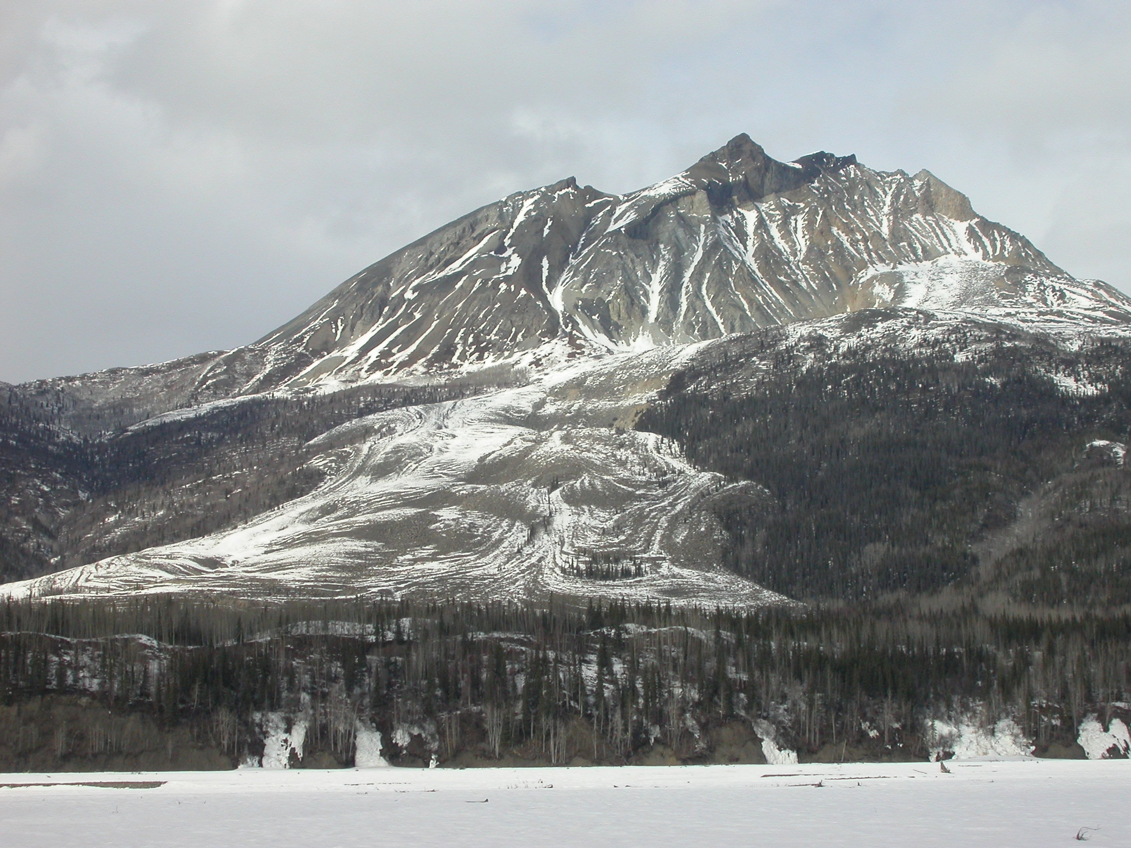 Landscape dominated by a large glacier of rock and ice