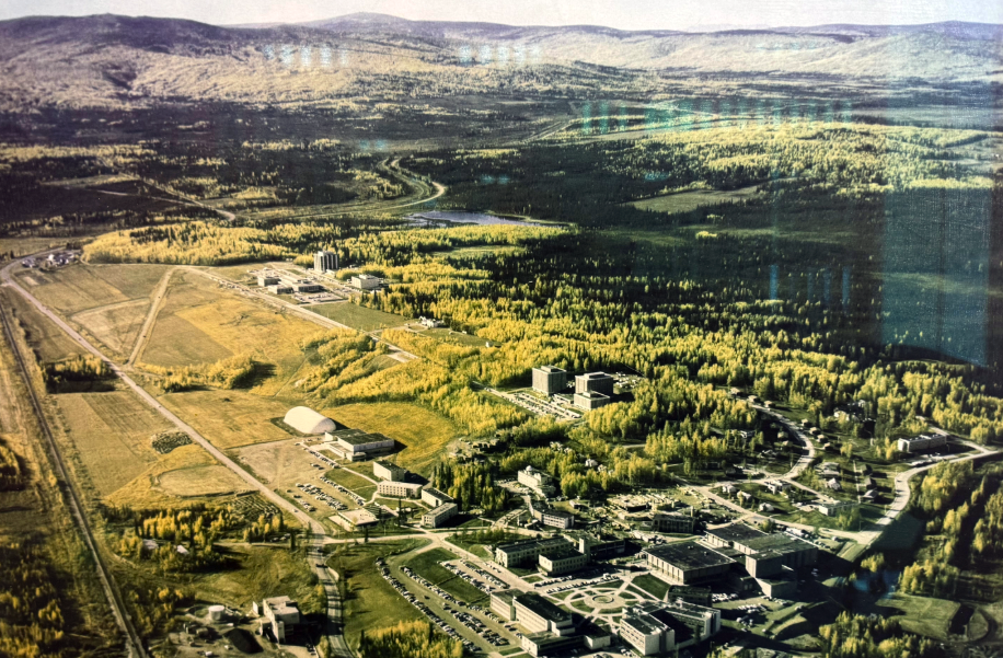 An anonymous color aerial image of UAF, also taken in the fall, sometime around 1978.
