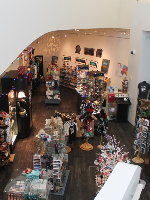 Overhead view of the UA Museum of the North's museum store.