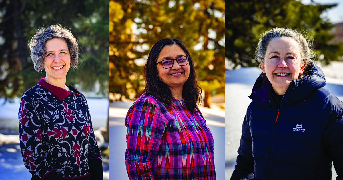 three portraits of women