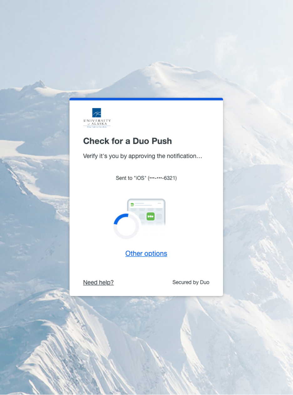 Image showing the screen for checking for a duo push