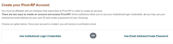 Pivot-Create Account screen