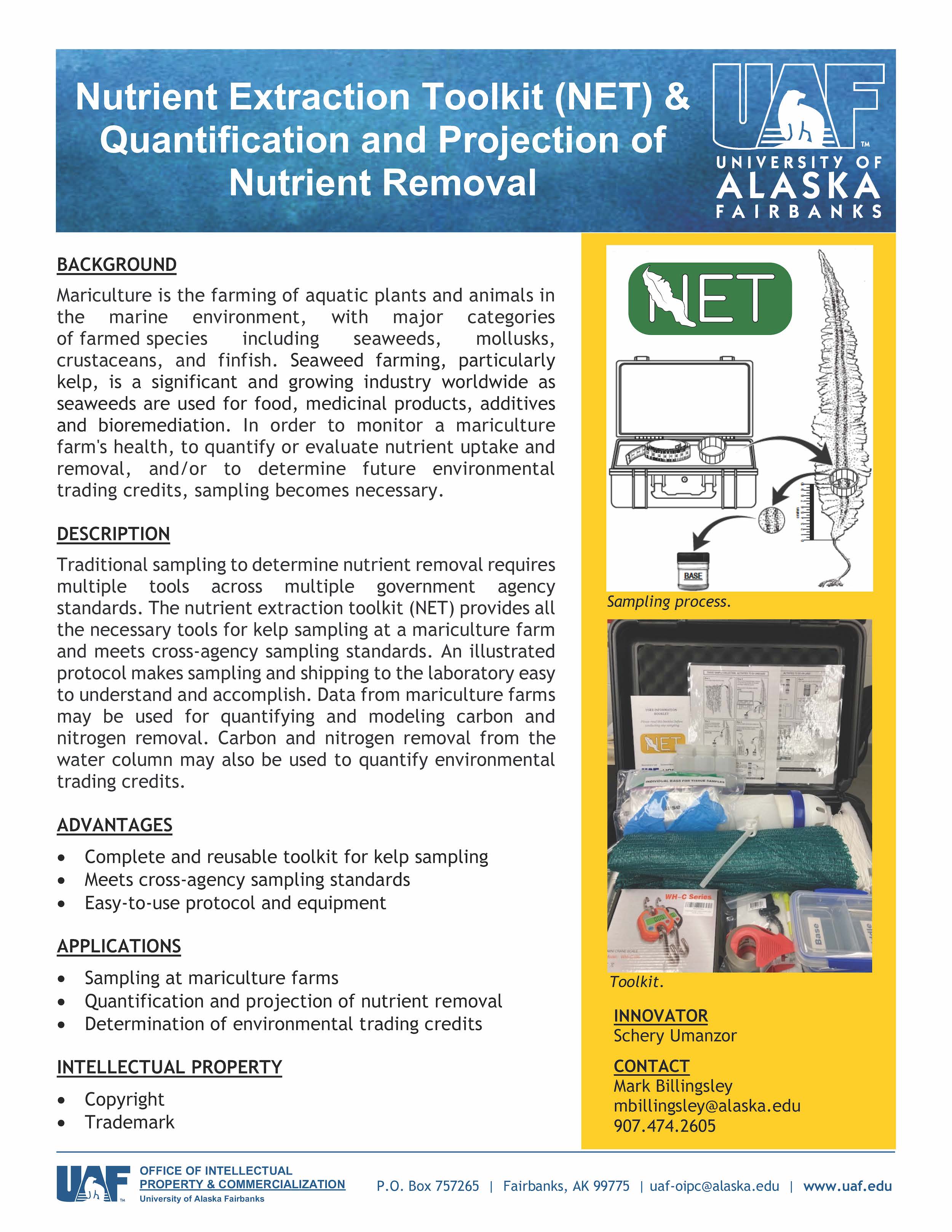 UAF Technology - Nutrient Extraction Toolkit and Quantification and Projection of Nutrient Removal