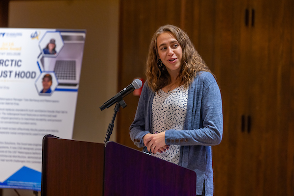 Maegan Weltzin speaking about her innovation